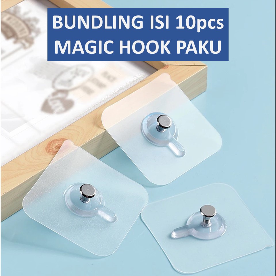 (ISI 10pcs) Magic Hook Paku (Gantungan Tempel Dinding)