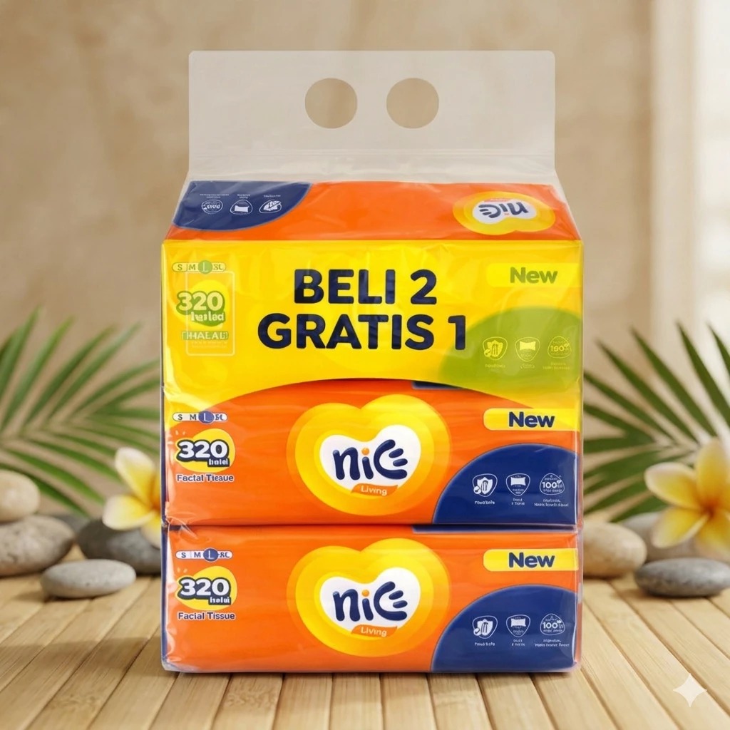 (Beli 2 Gratis 1) Tissue Nice Facial Soft Pack (3x320ply)