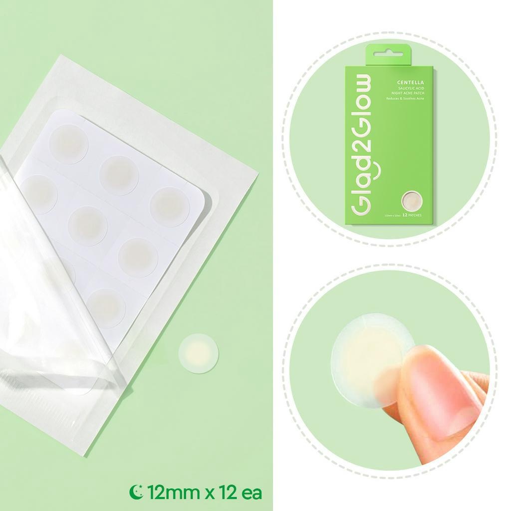 Glad 2 Glow Acne Patch - Centella Salicylic Acid Night 12patch