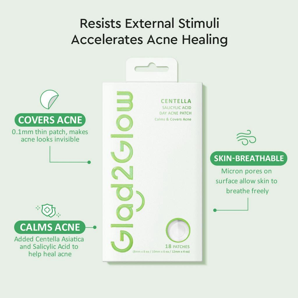 Glad 2 Glow Acne Patch - Centella Salicylic Acid Day 18patch