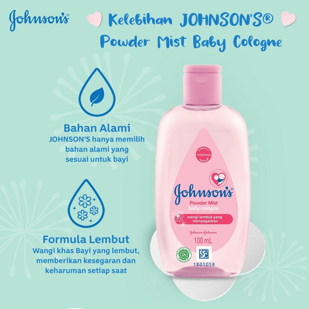 Johnsons Baby Cologne 100ml - Powder Mist