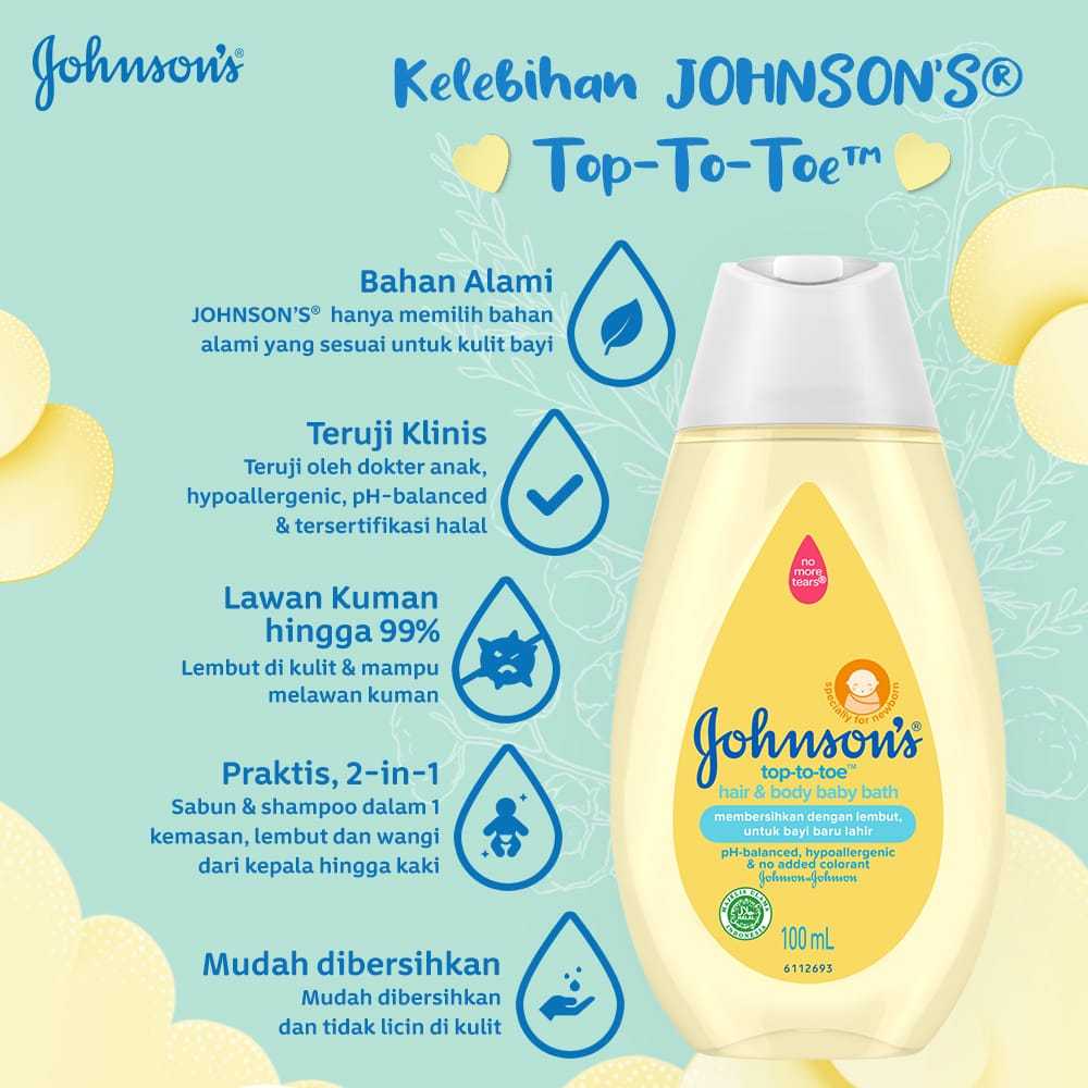 Johnsons Baby Hair & Body Baby Bath - Top To Toe 100ml