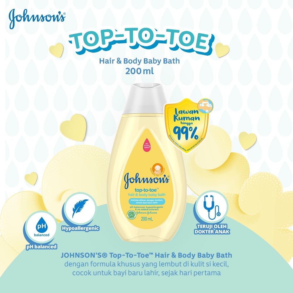 Johnsons Baby Hair & Body Baby Bath - Top To Toe 200ml