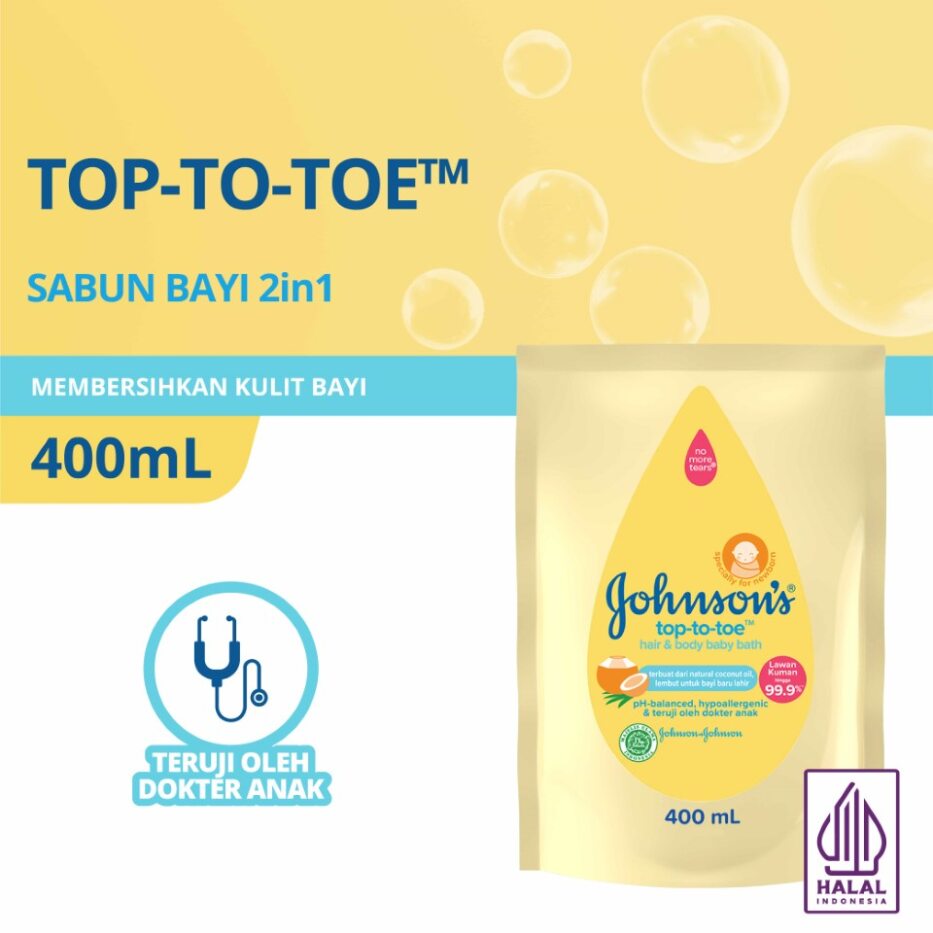 Johnsons Baby Hair & Body Baby Bath - Top To Toe REFILL 400ml Johnsons Baby Hair & Body Baby Bath - Top To Toe REFILL 400ml
