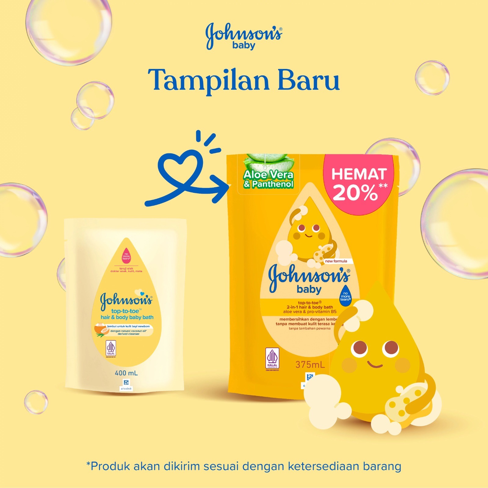 Johnsons Baby Hair & Body Baby Bath - Top To Toe REFILL 375ml