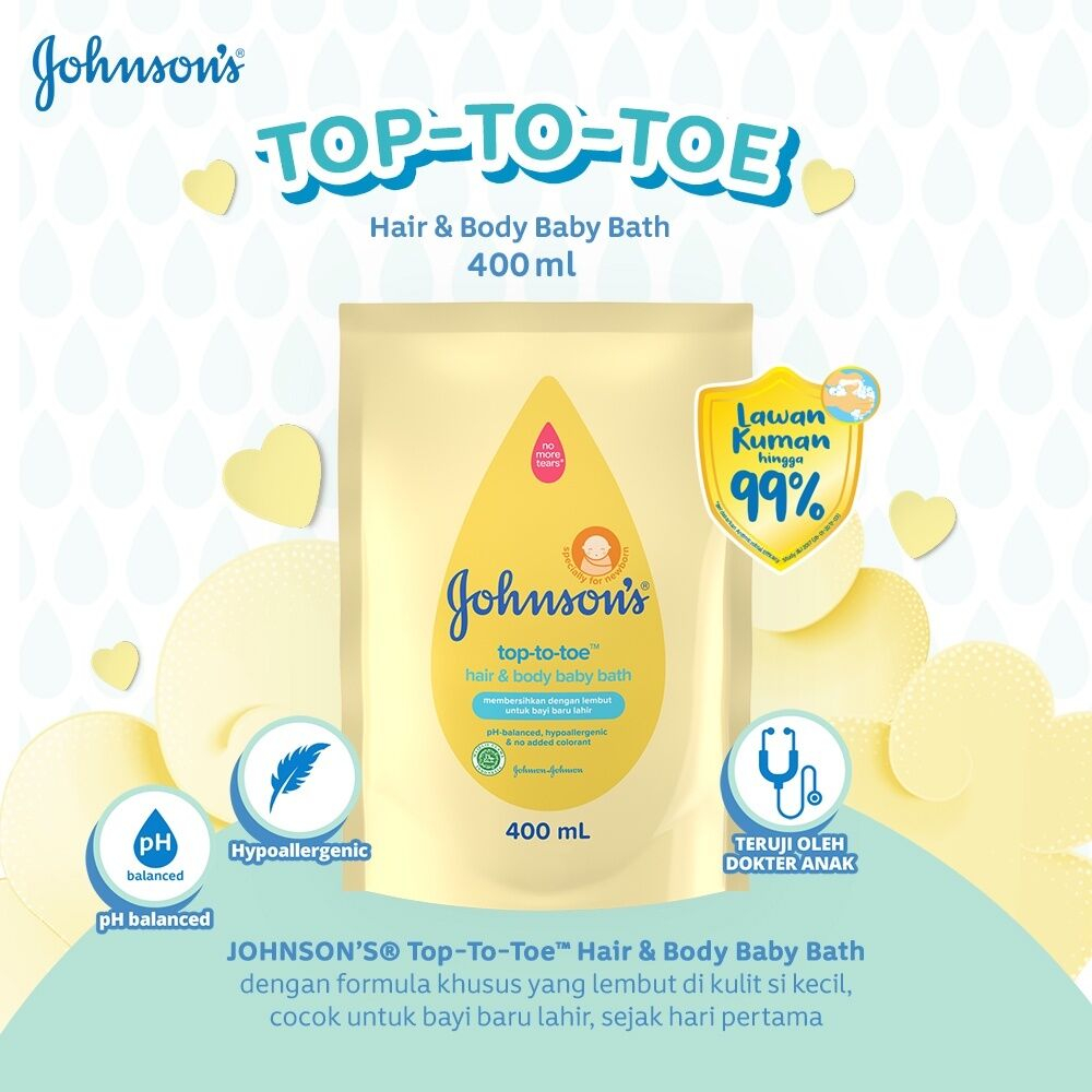 Johnsons Baby Hair & Body Baby Bath - Top To Toe REFILL 400ml