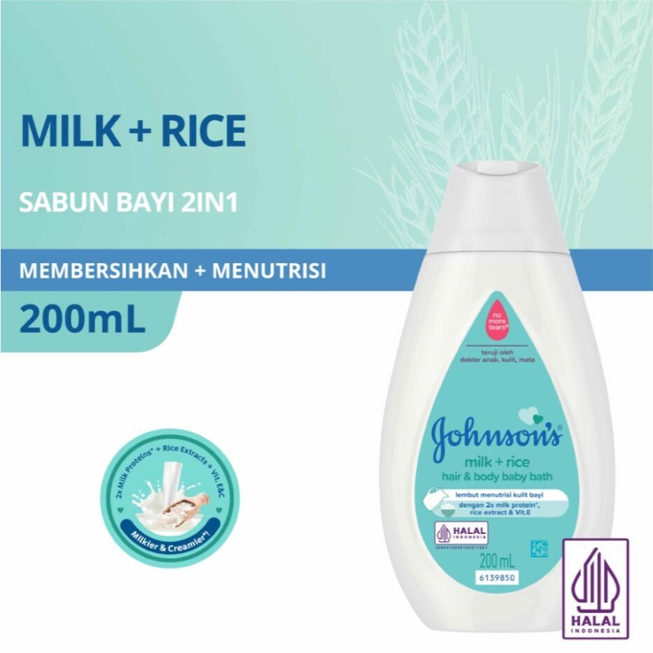 Johnsons Baby Hair & Body Baby Bath - Milk Rice 200ml