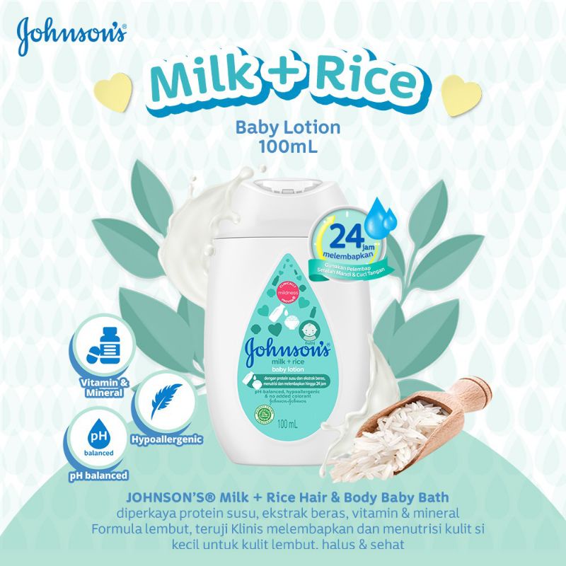 Johnsons Baby Lotion 100ml - Milk Rice Johnsons Baby Lotion 100ml - Milk Rice