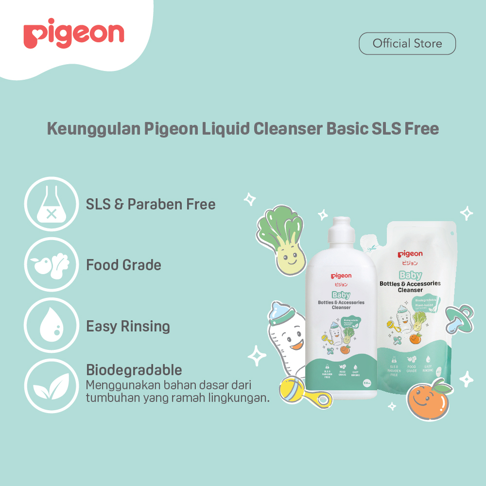 Pigeon Baby Liquid Cleanser Botol 500ml - Basic SLS Free (Bottle & Accessories Cleanser)