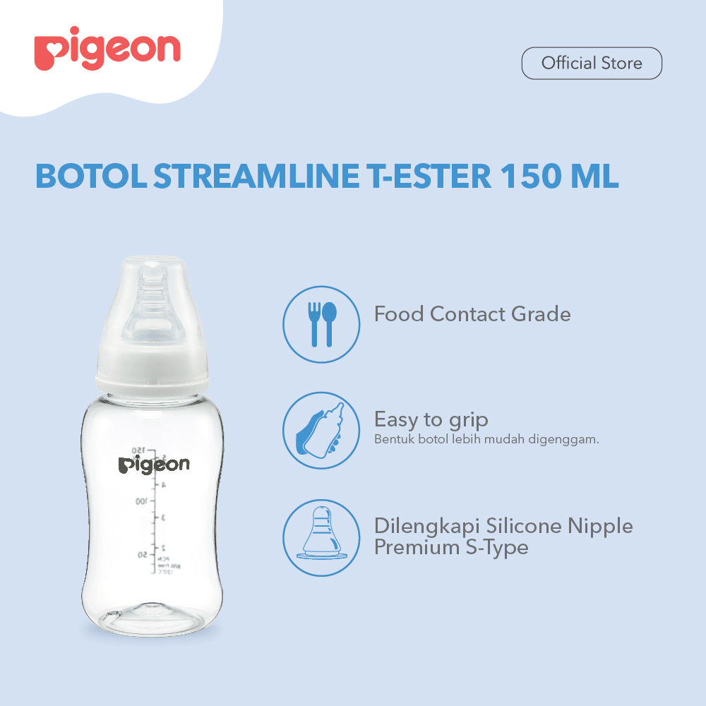 Pigeon Baby Bottle - T-Ester Streamline W/S Type Silicone Nipple 150ml (Umur 0+ Bulan)