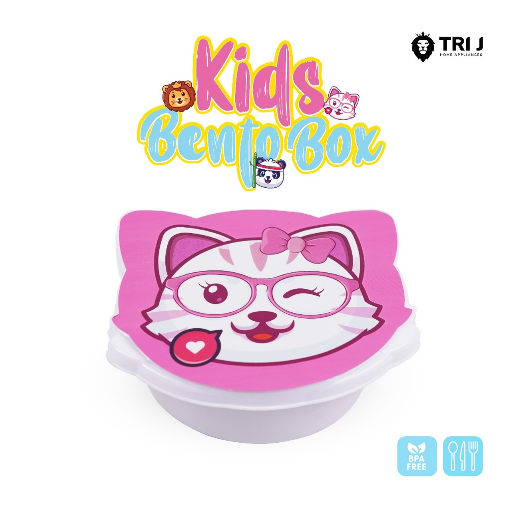 TRI J - Kids Bento Box - PINK CAT (Kotak Bekal Anak Motif Lucu) TRI J - Kids Bento Box - PINK CAT (Kotak Bekal Anak Motif Lucu)