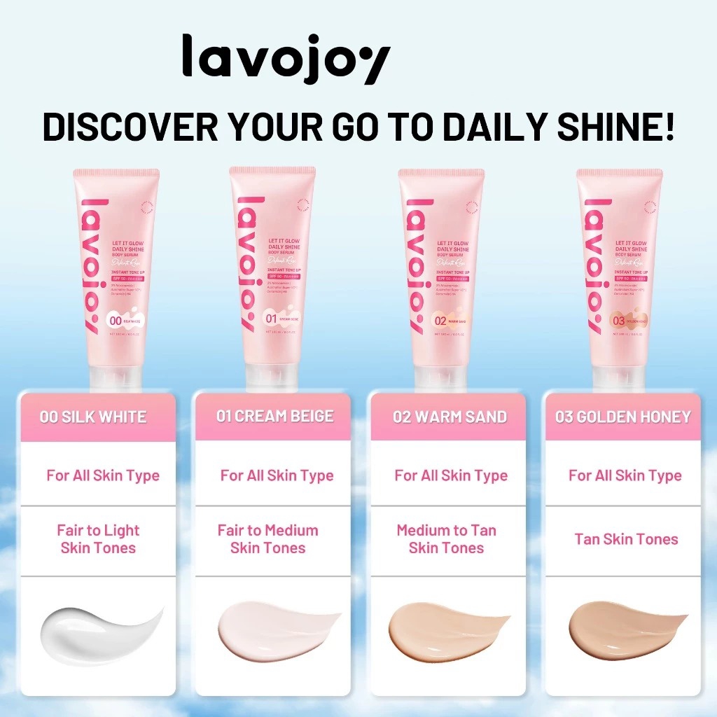 Lavojoy Let It Glow Daily Shine Body Serum SPF 50 PA++++ 180ml - 00 Silk White