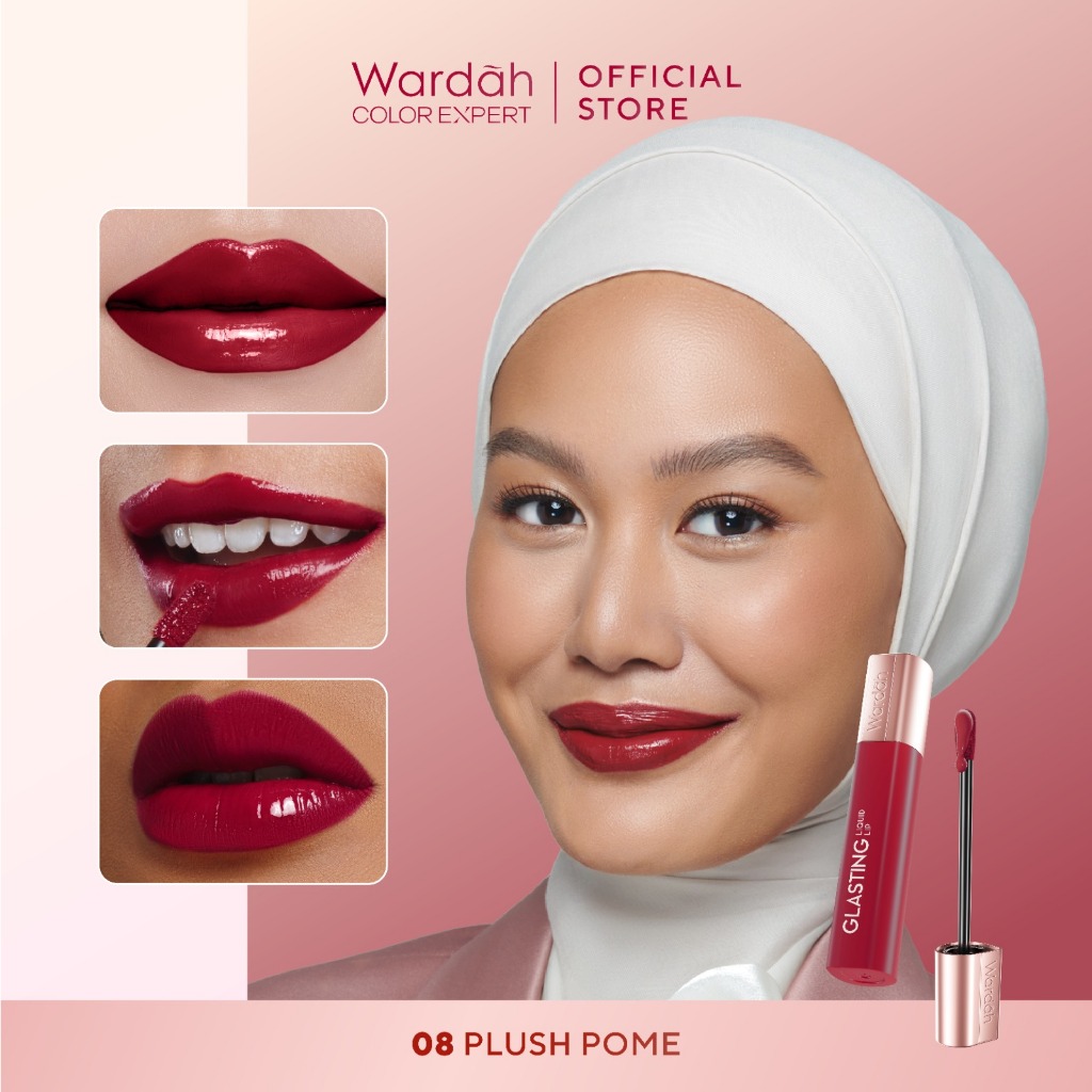 Wardah Glasting Liquid Lip 3.5gr (Lip Cream Transferproof) - 08 Plush Pome Wardah Glasting Liquid Lip 3.5gr (Lip Cream Transferproof) - 08 Plush Pome