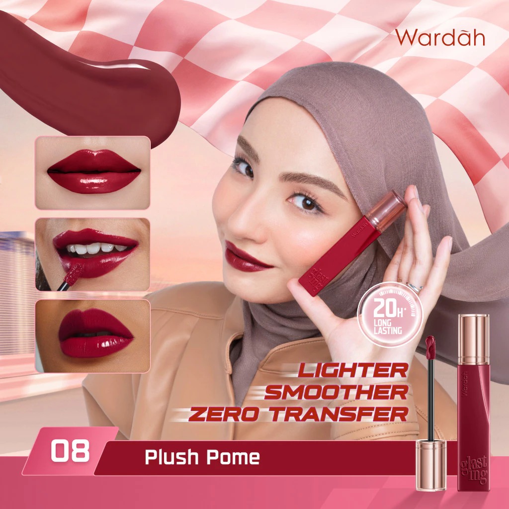 Wardah Glasting Liquid Lip 3.5gr (Lip Cream Transferproof) - 08 Plush Pome Wardah Glasting Liquid Lip 3.5gr (Lip Cream Transferproof) - 08 Plush Pome