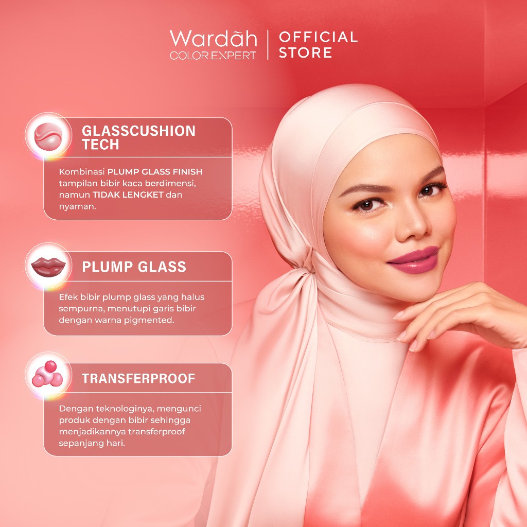 Wardah Glasting Liquid Lip 3.5gr (Lip Cream Transferproof) - 08 Plush Pome
