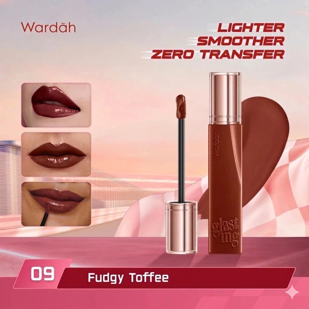 Wardah Glasting Liquid Lip 3.5gr (Lip Cream Transferproof) - 09 Fudgy Toffee Wardah Glasting Liquid Lip 3.5gr (Lip Cream Transferproof) - 09 Fudgy Toffee