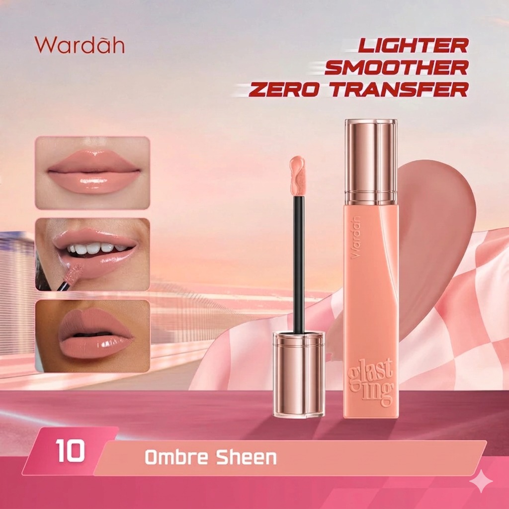 Wardah Glasting Liquid Lip 3.5gr (Lip Cream Transferproof) - 10 Ombre Sheen Wardah Glasting Liquid Lip 3.5gr (Lip Cream Transferproof) - 10 Ombre Sheen