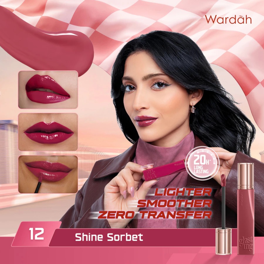 Wardah Glasting Liquid Lip 3.5gr (Lip Cream Transferproof) - 12 Shine Sorbet Wardah Glasting Liquid Lip 3.5gr (Lip Cream Transferproof) - 12 Shine Sorbet