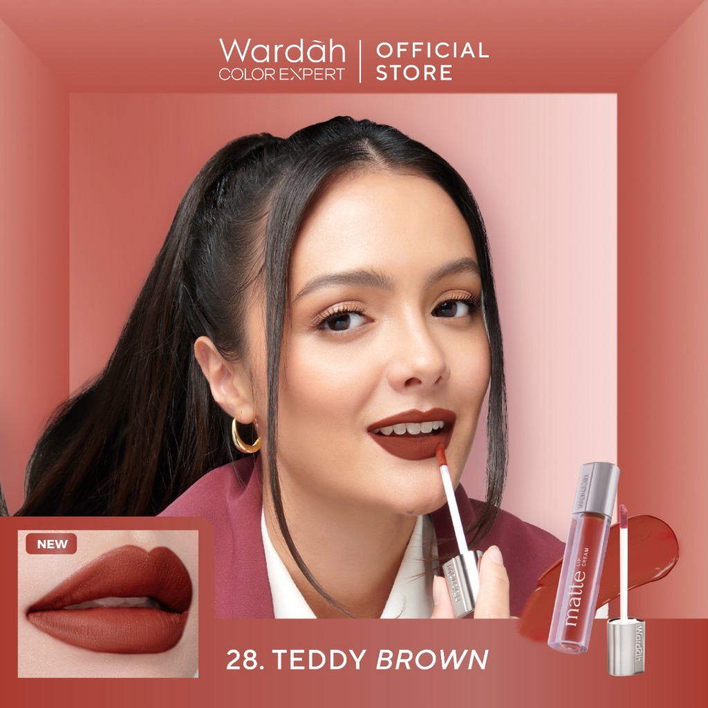 Wardah Exclusive Matte Lip Cream 4gr - 28 Teddy Brown Wardah Exclusive Matte Lip Cream 4gr - 28 Teddy Brown