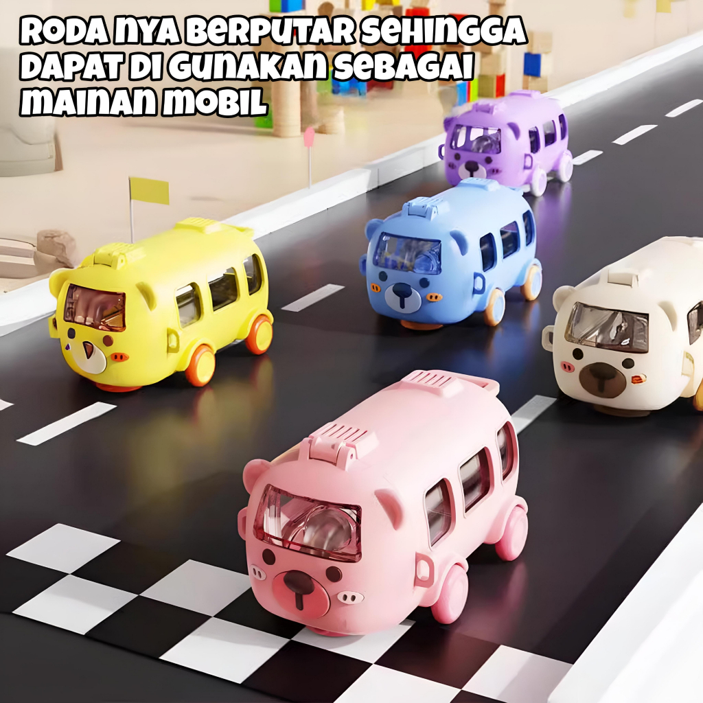Botol Minum Anak Bentuk Mobil Bus (Cool Cute Bus) Free Tali Strap + Stiker
