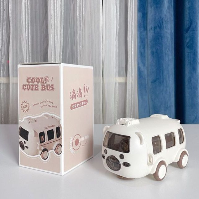Botol Minum Anak Bentuk Mobil Bus (Cool Cute Bus) Free Tali Strap + Stiker