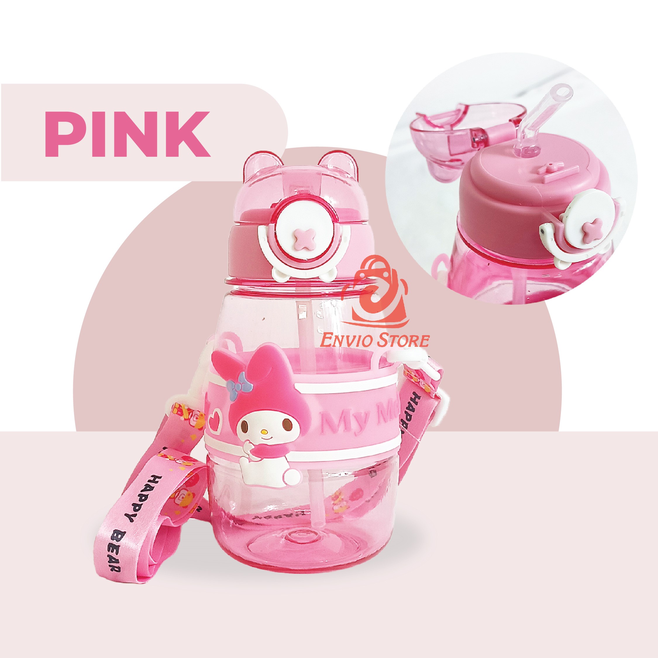 Botol Minum Anak Karakter Sanrio Series - PINK (Free Tali Strap + Stiker)
