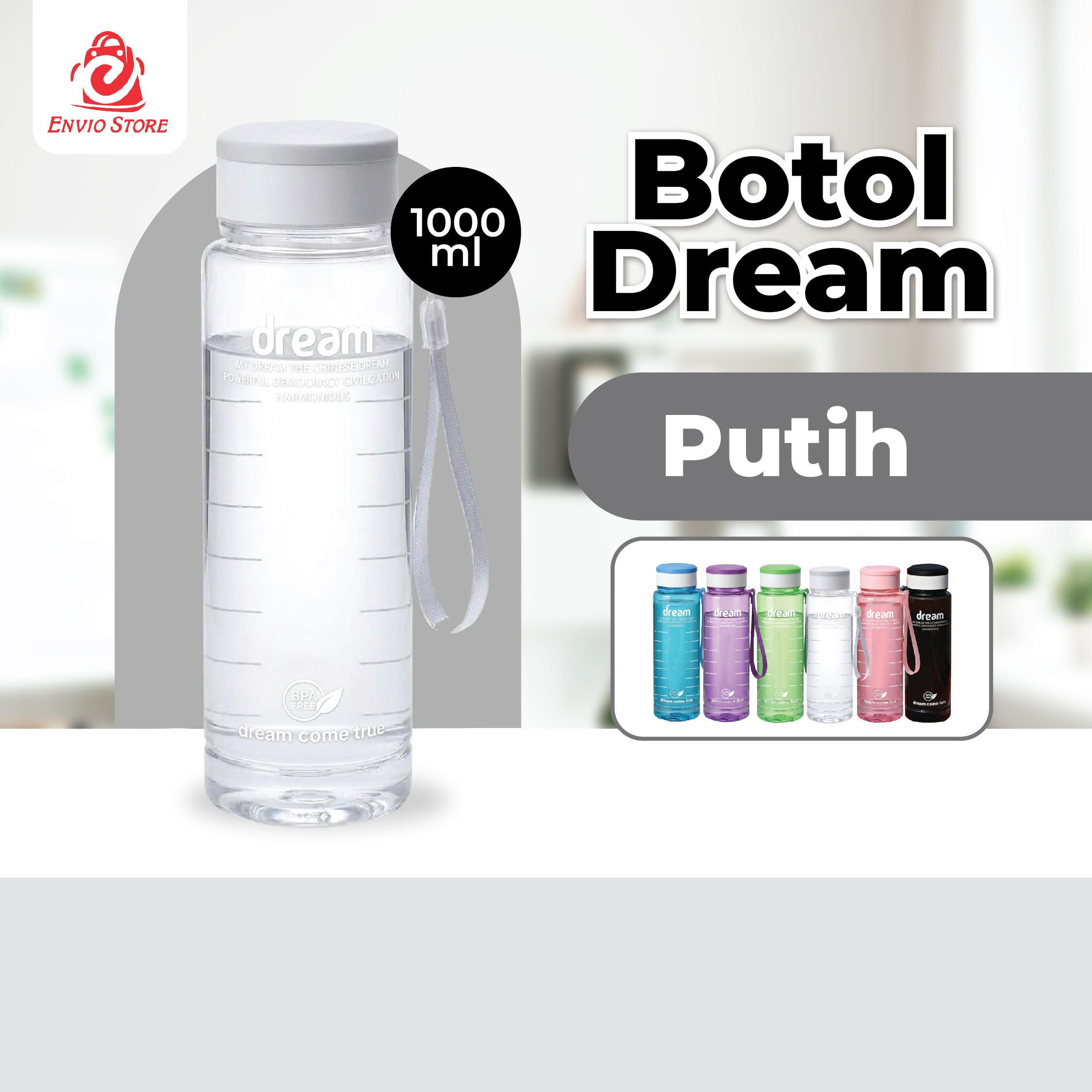Botol Dream 1000ml - PUTIH (Botol Minum Besar)