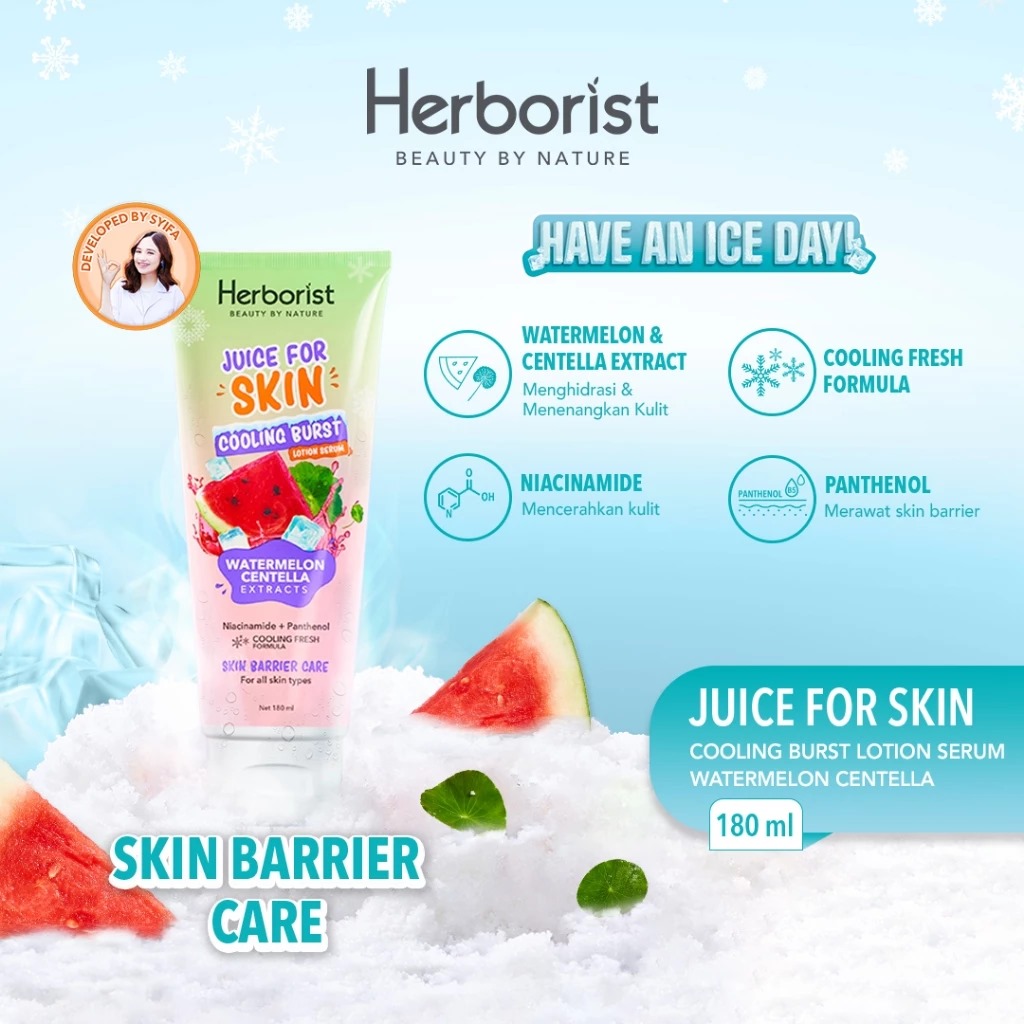 Herborist Juice For Skin Cooling Burst Lotion Serum 180ml - Watermelon Centella (Skin Barrier Care)