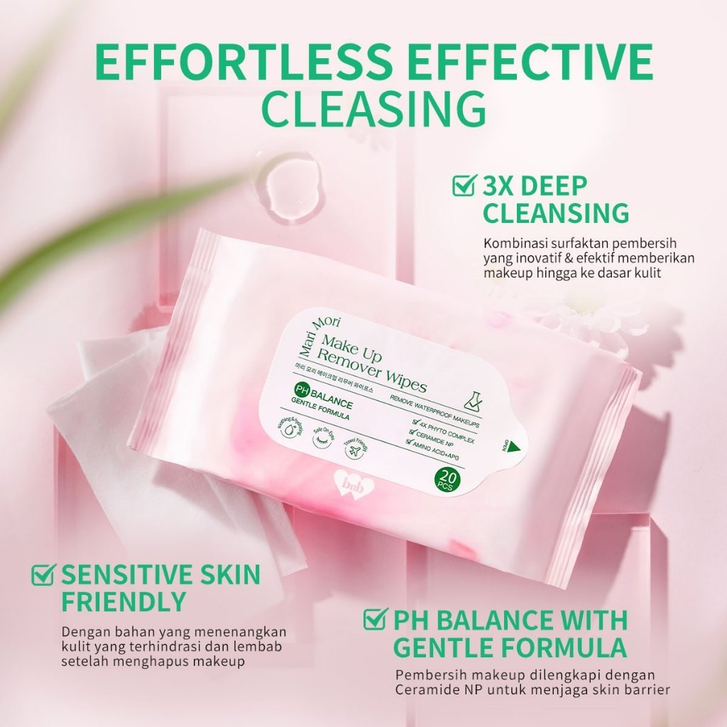 BNB Barenbliss Mari Mori Make Up Remover Wipes 20 sheet