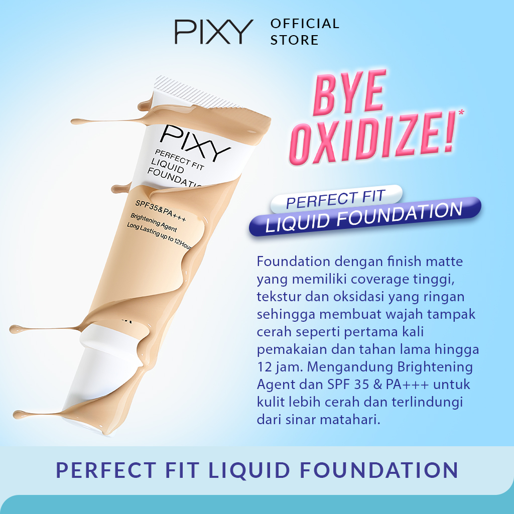 Pixy (Buy1 Free1) Perfect Fit Liquid Foundation 02 Yellow Beige + Two Way Cake Refill 02 Yellow Beige