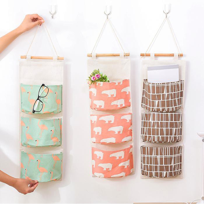 Pouch Gantung 3 Sekat - Wall Storage Bag