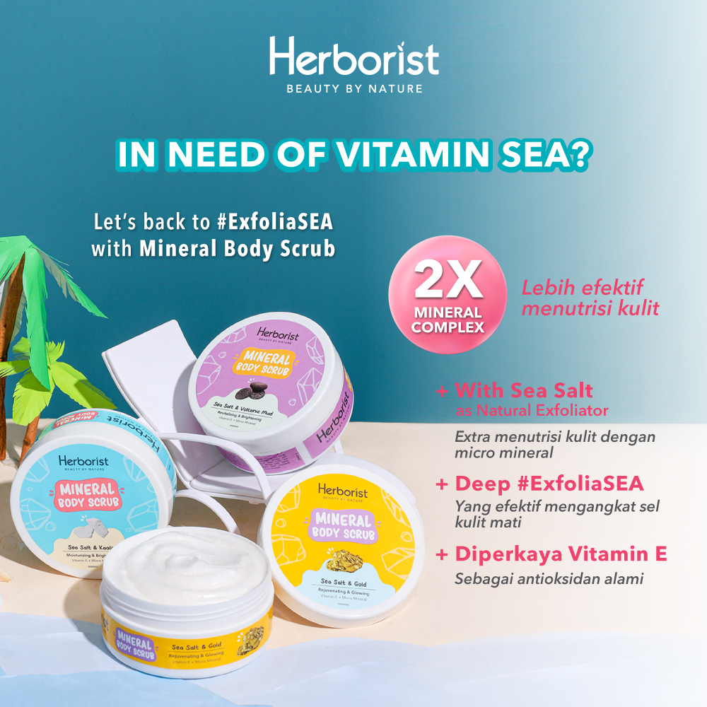 Herborist Mineral Body Scrub 200gr Sea Salt And Volcanic Mud