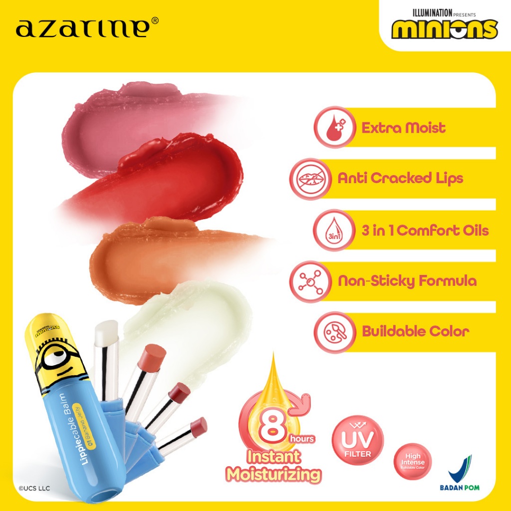 Azarine x Minions Tinted Lippiecable Balm 3.5gr - 04 Pinky Gummy *