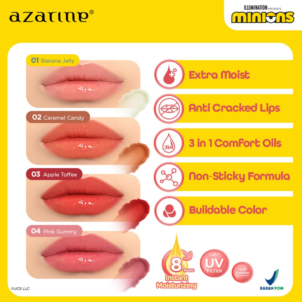 Azarine x Minions Tinted Lippiecable Balm 3.5gr - 04 Pinky Gummy *