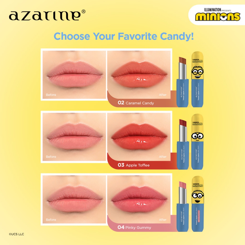 Azarine x Minions Tinted Lippiecable Balm 3.5gr - 04 Pinky Gummy *