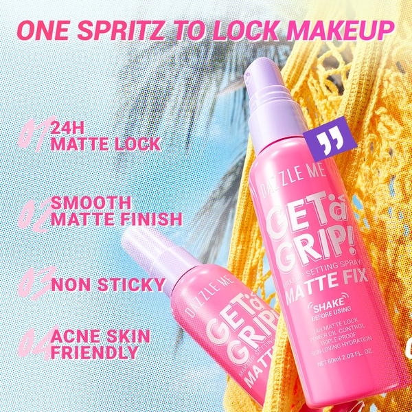 Dazzle Me Get a Grip! Makeup Setting Spray MATTE Fix 60ml (PINK)