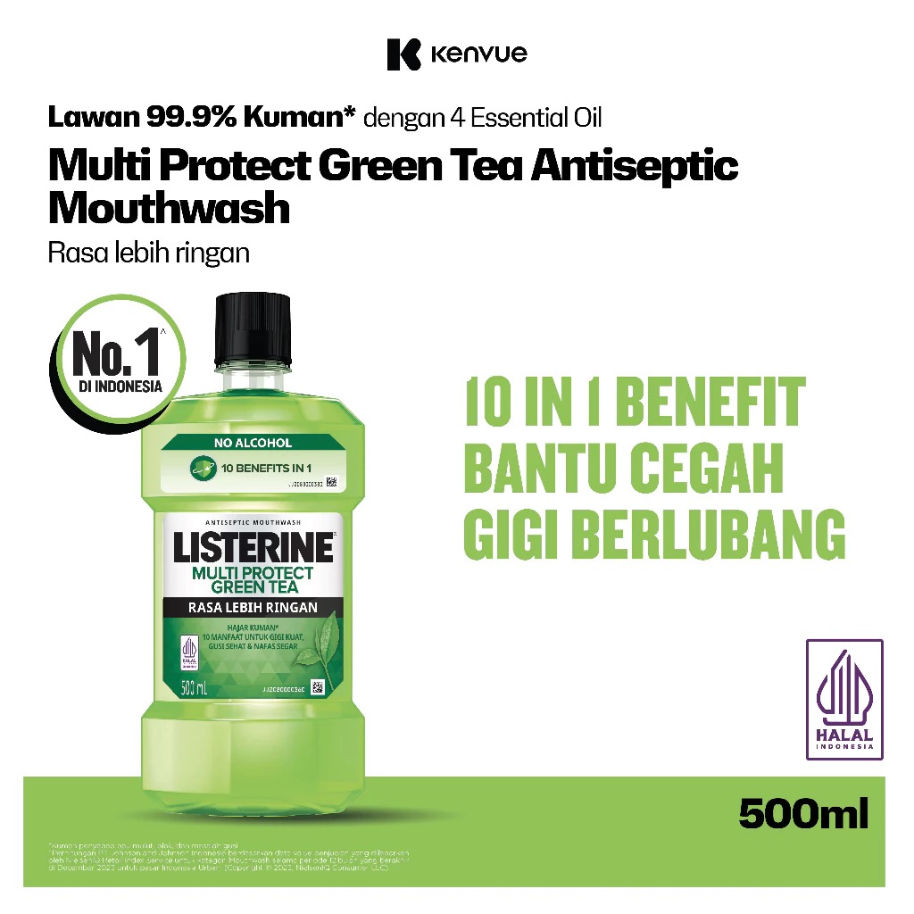 Listerine Antiseptic Mouthwash - Multi Protect Green Tea 500ml Listerine Antiseptic Mouthwash - Multi Protect Green Tea 500ml