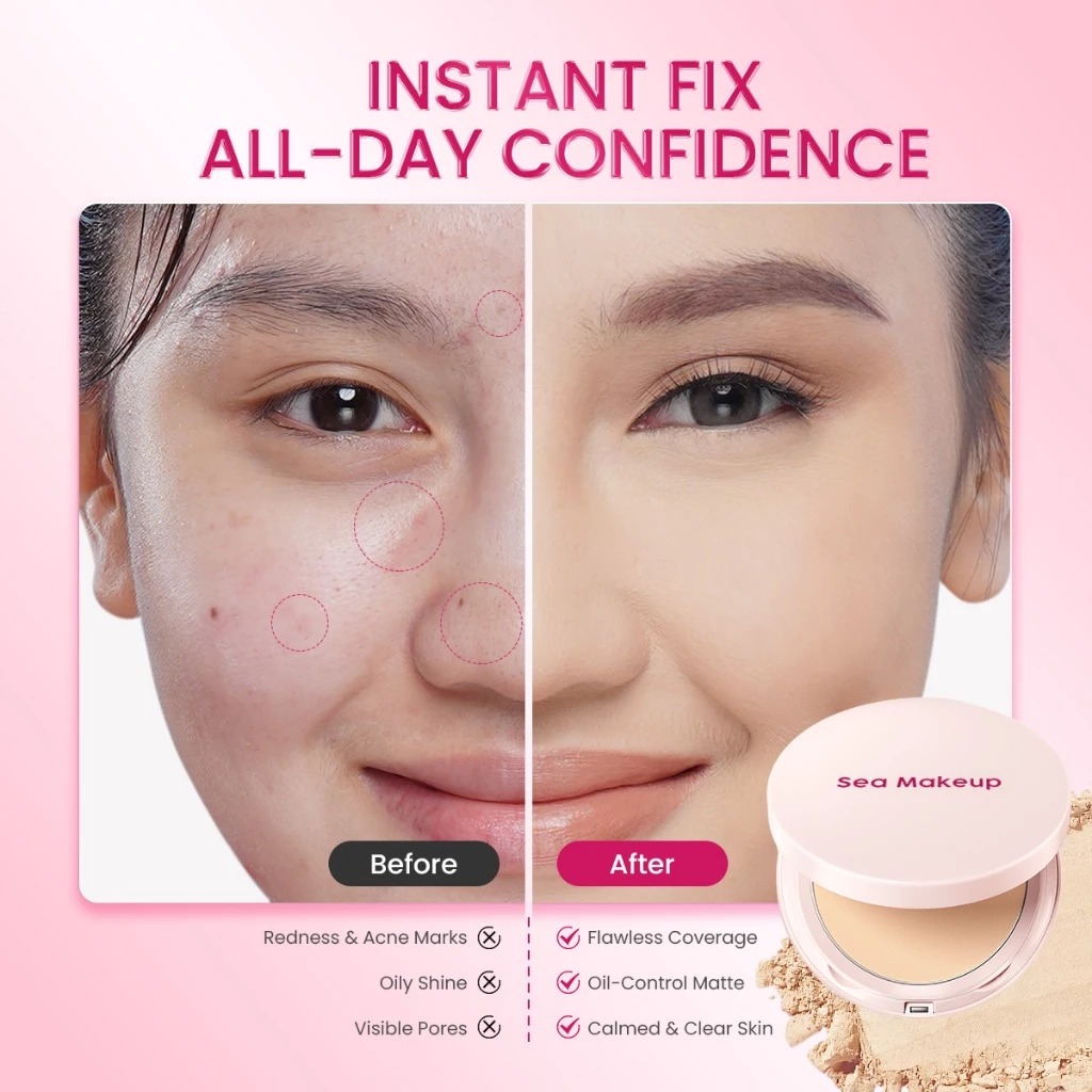 Sea Makeup Acne Cover & Smooth Two Way Cake 9gr - Vanilla Milk