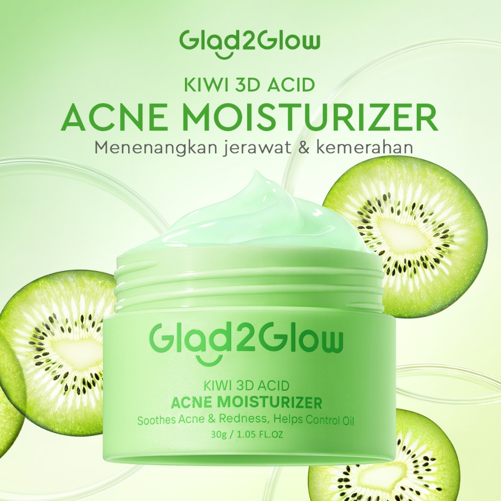Glad 2 Glow Moisturizer - Kiwi 3D Acid Acne 30gr Glad 2 Glow Moisturizer - Kiwi 3D Acid Acne 30gr