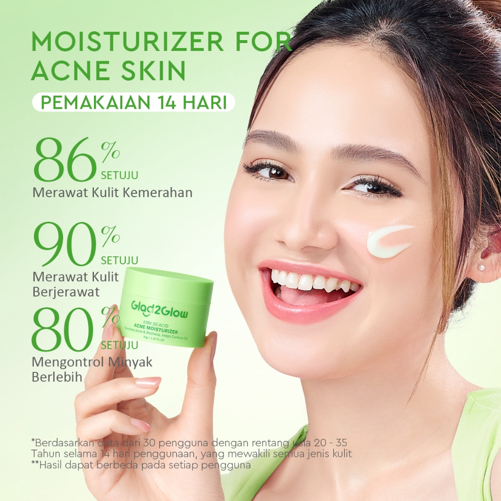 Glad 2 Glow Moisturizer - Kiwi 3D Acid Acne 30gr