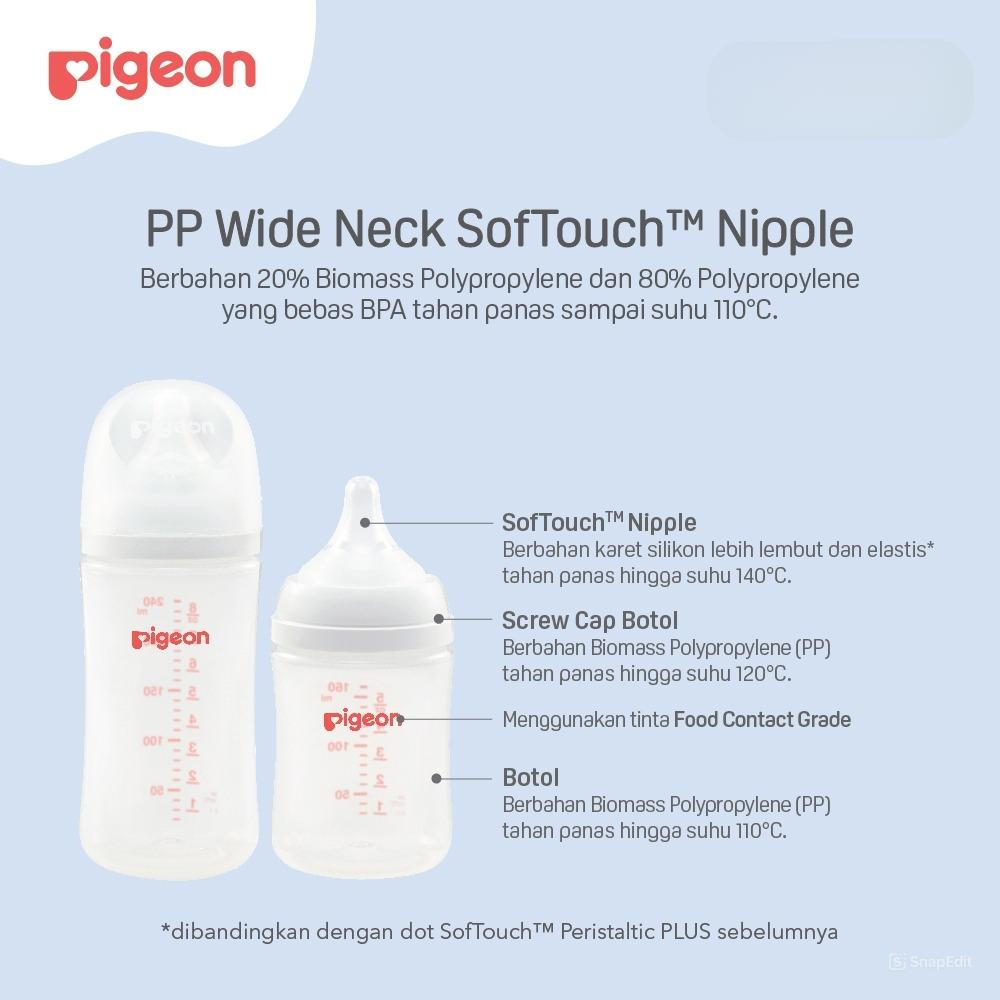 Pigeon Baby Bottle - PP Wide Neck SofTouch Nipple 160ml Kucing (Umur 0+ Bulan) Botol Susu Bayi