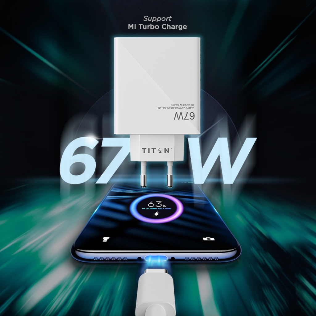 Titon Gen2 Travel Charger Xiaomi 67W + Kabel USB to Type-C