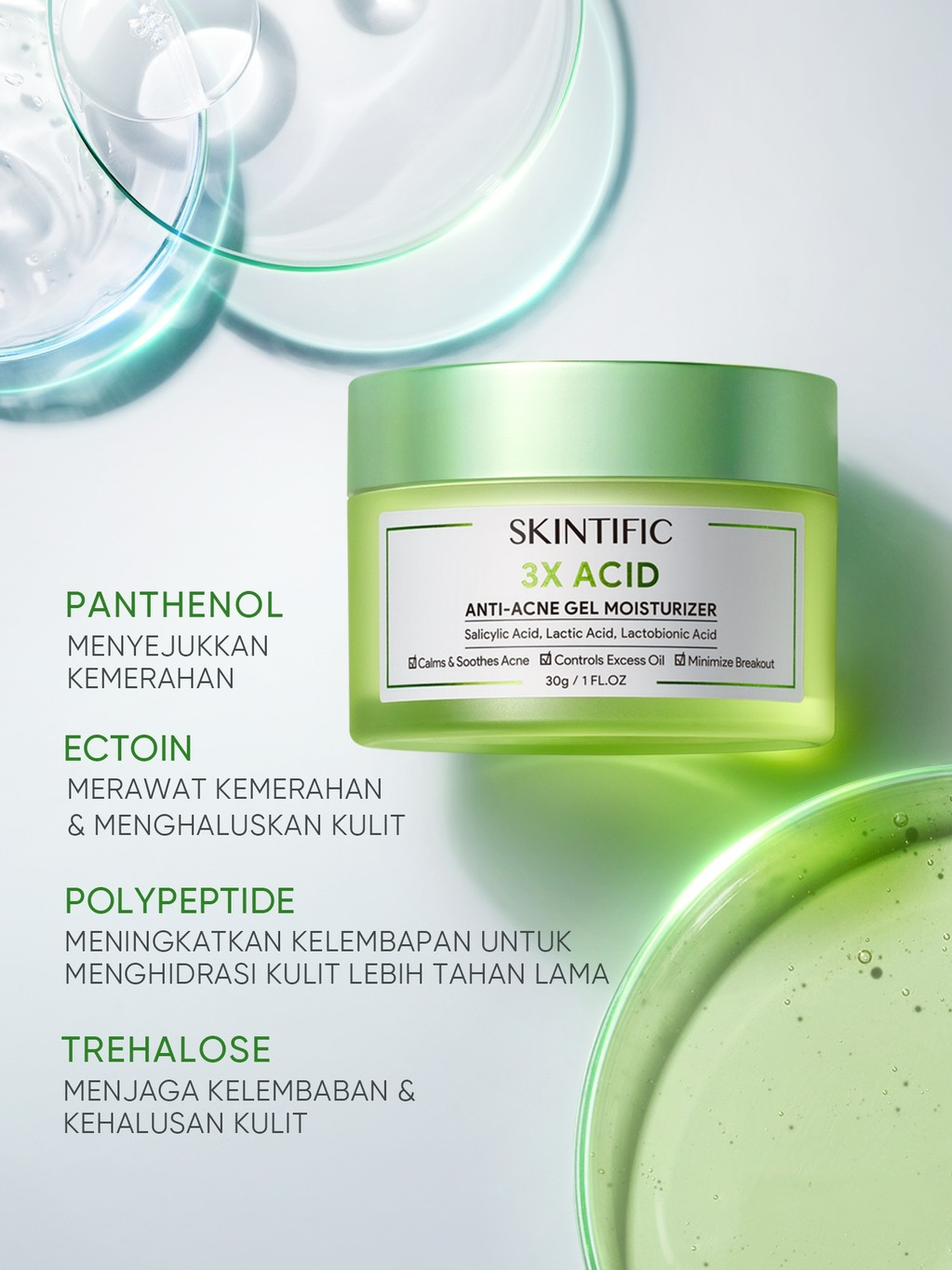 Skintific 3X Acid Anti-Acne Gel Moisturizer 30gr