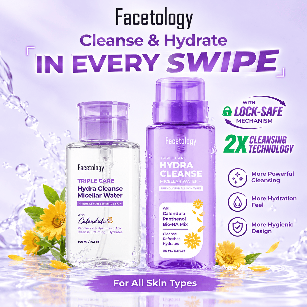 Facetology Triple Care Hydra Cleanse Micellar Water+ 300ml