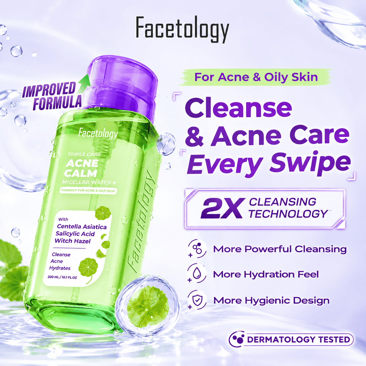Facetology Triple Care Acne Calm Micellar Water+ 300ml