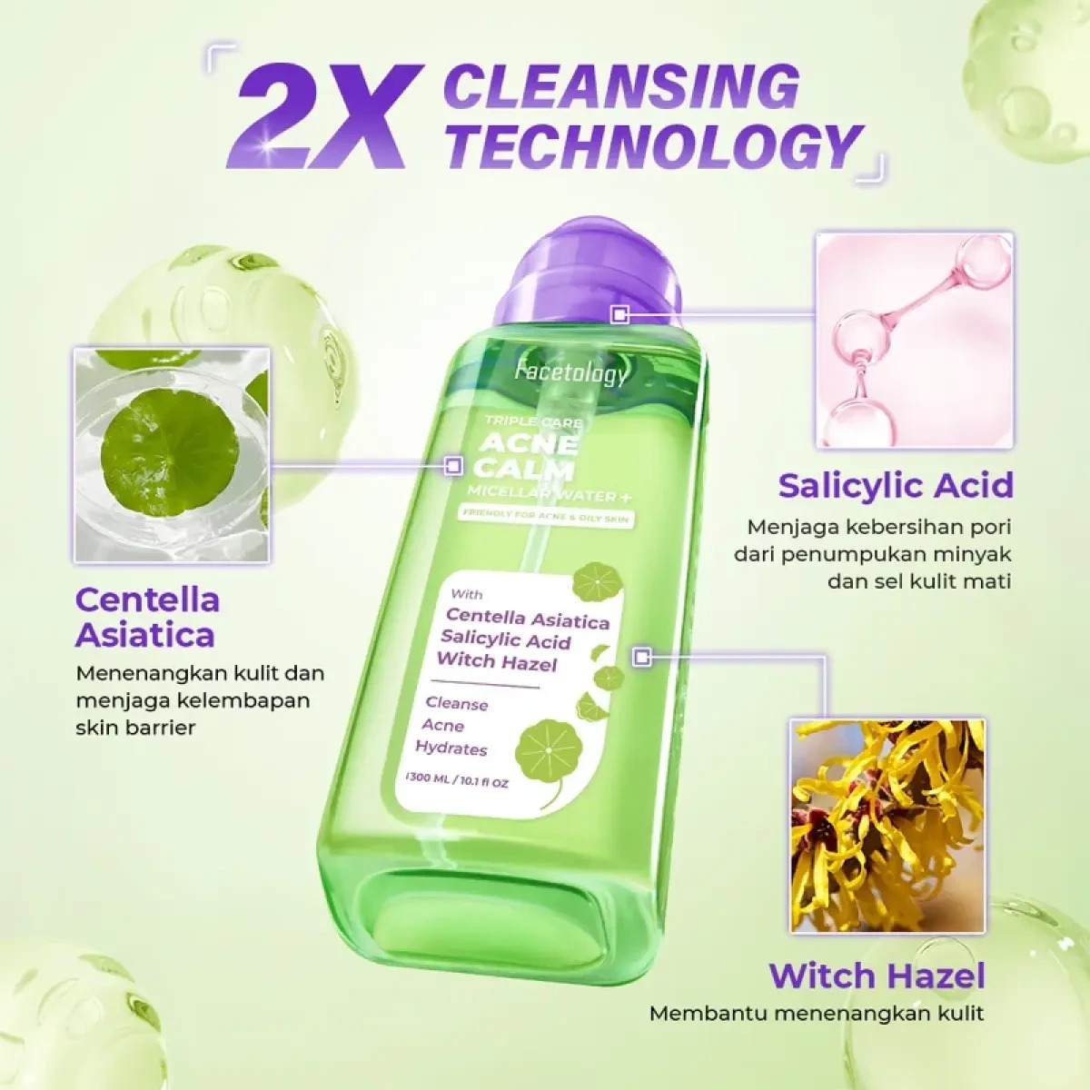 Facetology Triple Care Acne Calm Micellar Water+ 300ml