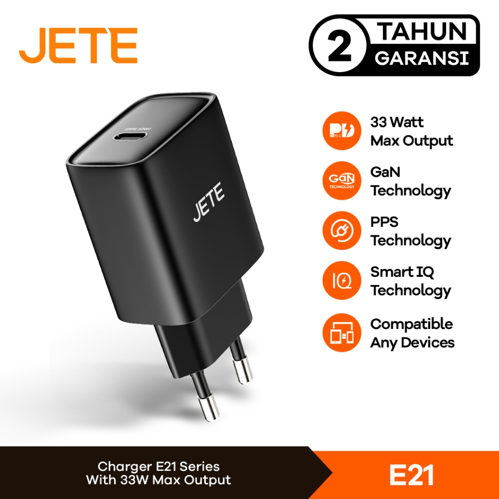 JETE Adaptor E21 Power Delivery (1 Output) 33W - USB-C Series JETE Adaptor E21 Power Delivery (1 Output) 33W - USB-C Series