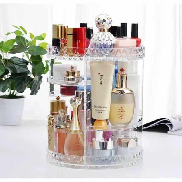 Rak Kosmetik Akrilik Putar 360° - Rak Kosmetik Skincare Makeup Organizer