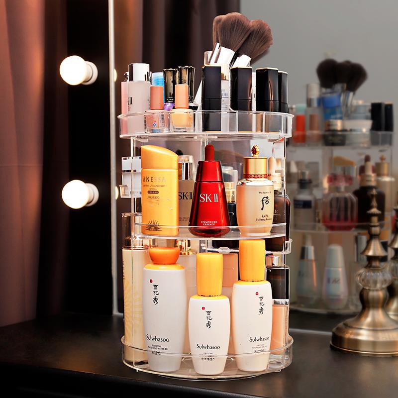 Rak Kosmetik Akrilik Putar 360° - Rak Kosmetik Skincare Makeup Organizer