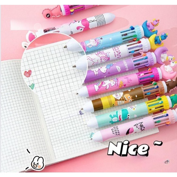 Pulpen Karakter 6 Warna (Bolpoin Warna Karakter 3D)